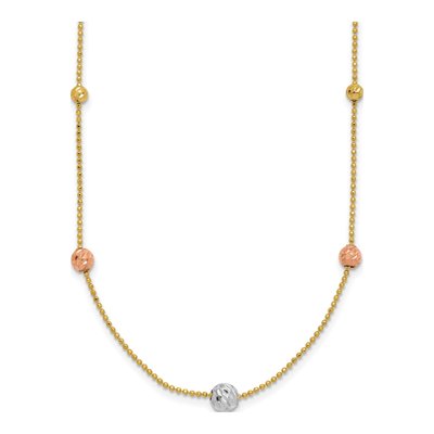 14K Tri-Color Gold Beaded Station Necklace