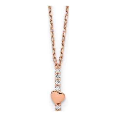 14K Rose Gold CZ Heart Pendant Necklace