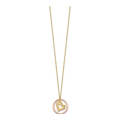14K Two-Tone Gold Heart Open Circle Necklace – view 3