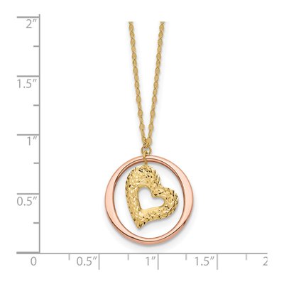 14K Two-Tone Gold Heart Open Circle Necklace – view 4