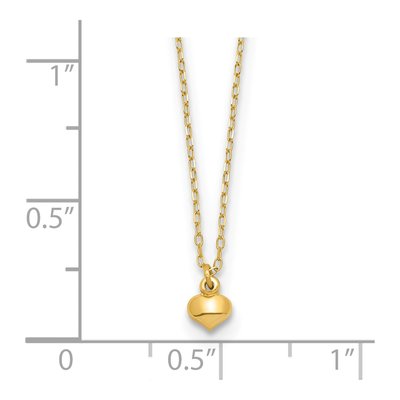 14K Yellow Gold Tiny Puffed Heart Necklace – view 4