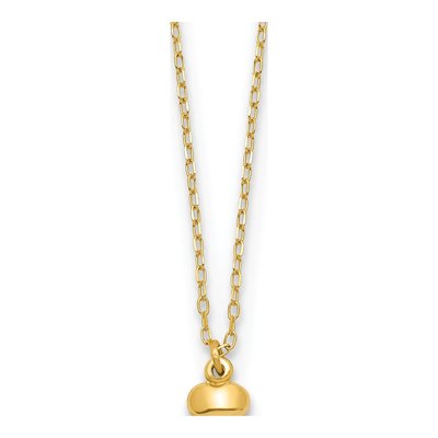 14K Yellow Gold Tiny Puffed Heart Necklace