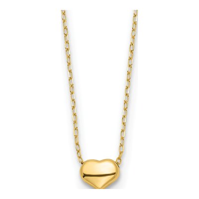 14K Yellow Gold Puffed Heart Necklace