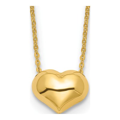 14K Yellow Gold Puffed Heart Necklace