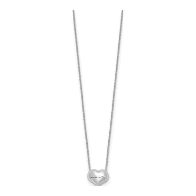 14K White Gold Puffed Heart Necklace – view 3