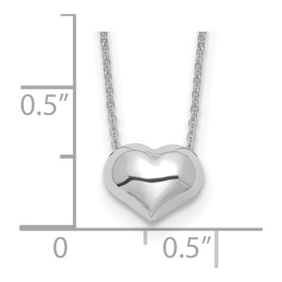 14K White Gold Puffed Heart Necklace – view 6