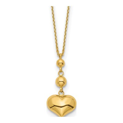 14K Yellow Gold Heart Pendant Necklace