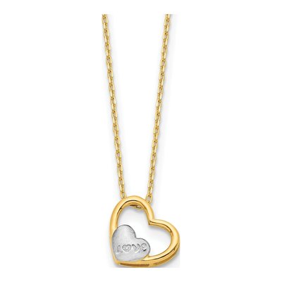 14K Yellow Gold LOVE Heart Necklace