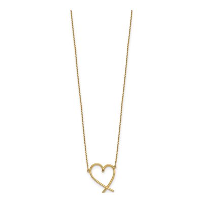 14K Yellow Gold Open Heart Necklace – view 3