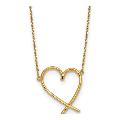14K Yellow Gold Open Heart Necklace
