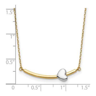 14K Two-Tone Gold Curved Bar Heart Necklace – view 4