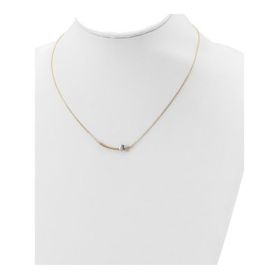 14K Two-Tone Gold Curved Bar Heart Necklace – view 5