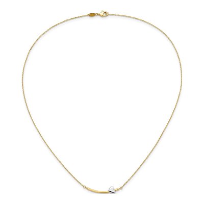 14K Two-Tone Gold Curved Bar Heart Necklace – view 6