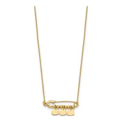 14K Yellow Gold Safety Pin Heart Necklace – view 3