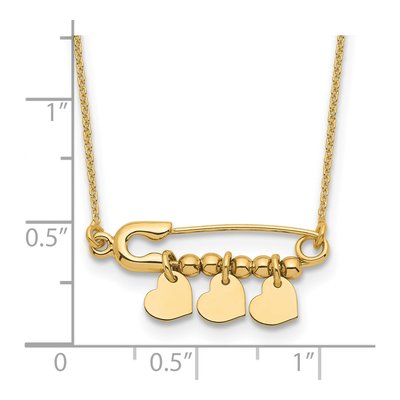 14K Yellow Gold Safety Pin Heart Necklace – view 4