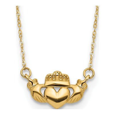 14K Yellow Gold Claddagh Necklace