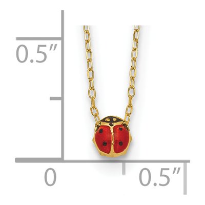 14K Yellow Gold Enameled Small Ladybug Necklace – view 4