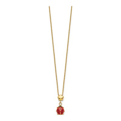 14K Yellow Gold Enameled Ladybug Necklace – view 3
