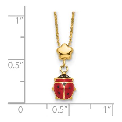14K Yellow Gold Enameled Ladybug Necklace – view 4