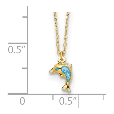 14K Yellow Gold Enameled Dolphin Necklace – view 4