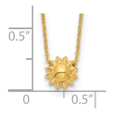 14K Yellow Gold Puffed Sun Necklace – view 4