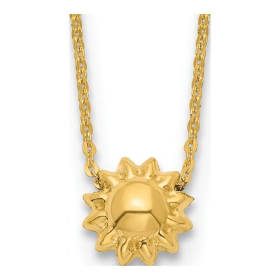 14K Yellow Gold Puffed Sun Necklace