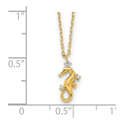 14K Yellow Gold CZ Seahorse Necklace – view 4
