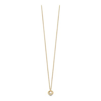 14K Yellow Gold CZ Double Circle Pendant Necklace – view 3
