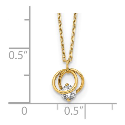 14K Yellow Gold CZ Double Circle Pendant Necklace – view 4