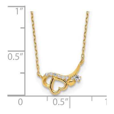 14K Yellow Gold CZ Heart Pendant Necklace – view 4