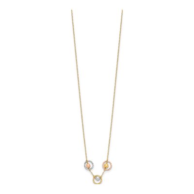 14K Tri-Color Gold Beaded Circles Necklace – view 3