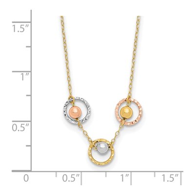 14K Tri-Color Gold Beaded Circles Necklace – view 4