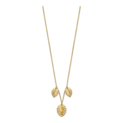 14K Yellow Gold Three Palm Leaves Necklace – view 3