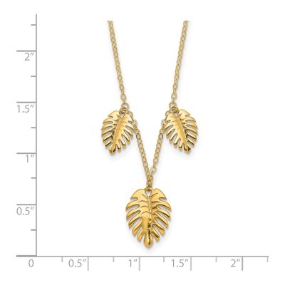 14K Yellow Gold Three Palm Leaves Necklace – view 4
