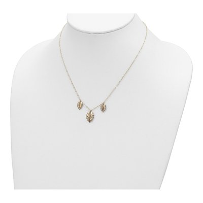14K Yellow Gold Three Palm Leaves Necklace – view 5