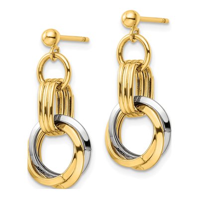 14K Two-Tone Gold Intertwined Circles Dangle Earrings – view 3