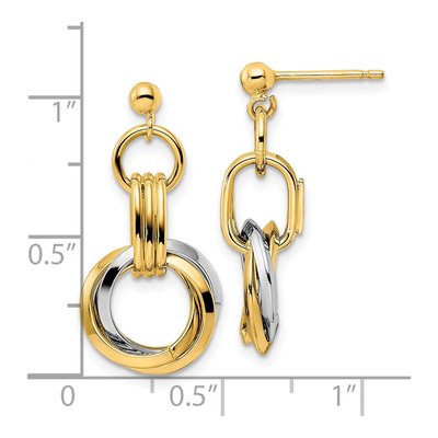 14K Two-Tone Gold Intertwined Circles Dangle Earrings – view 5