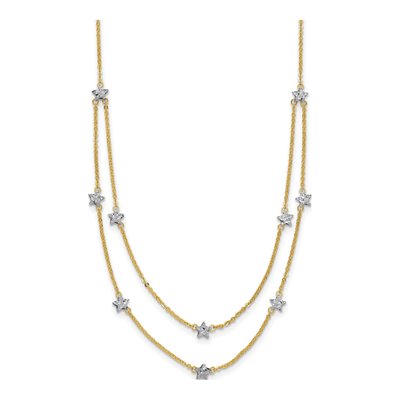 14K Two-Tone Gold Star Double Necklace