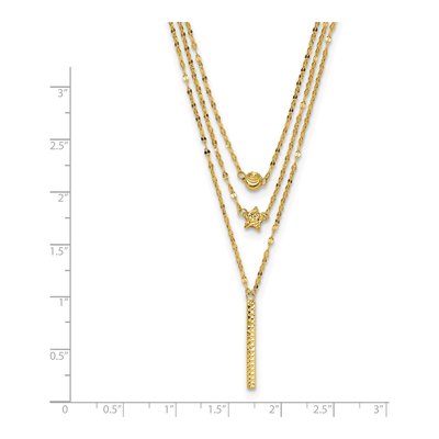 14K Yellow Gold 3-Strand Star Bar Necklace – view 5