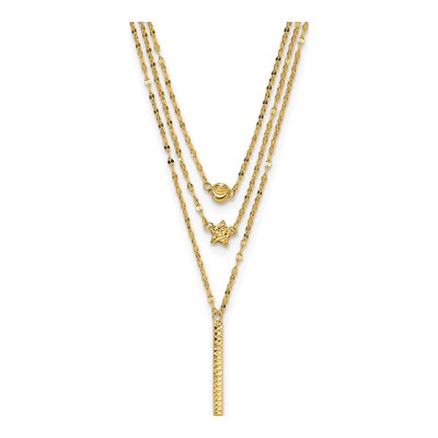 14K Yellow Gold 3-Strand Star Bar Necklace