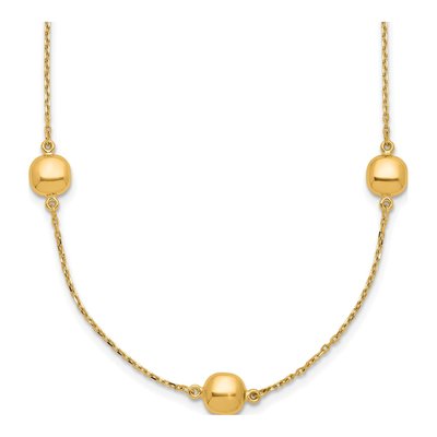 14K Yellow Gold Beaded Station Necklace