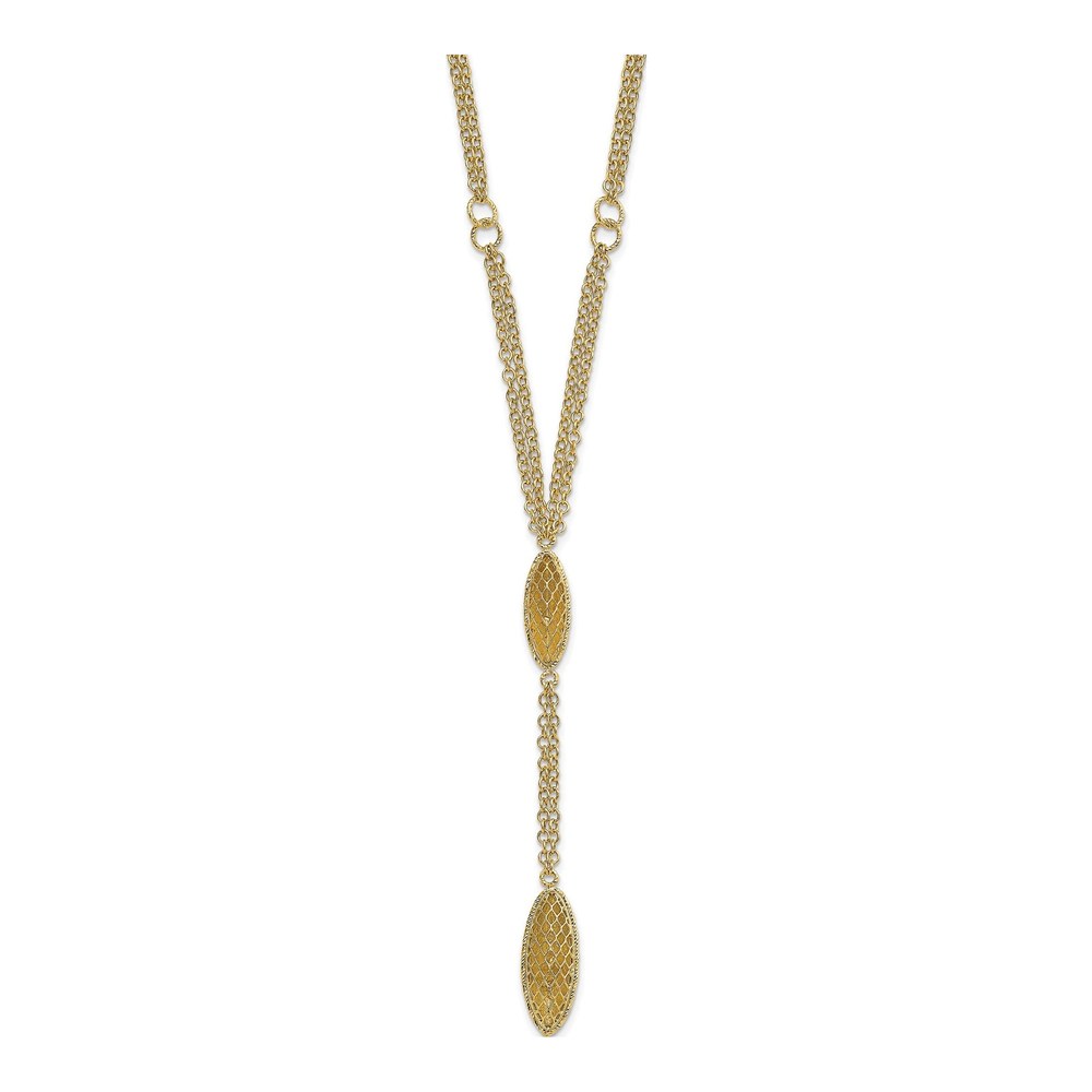 14K Gold Fancy Y Diamond-Cut Drop Necklace, 16.75"