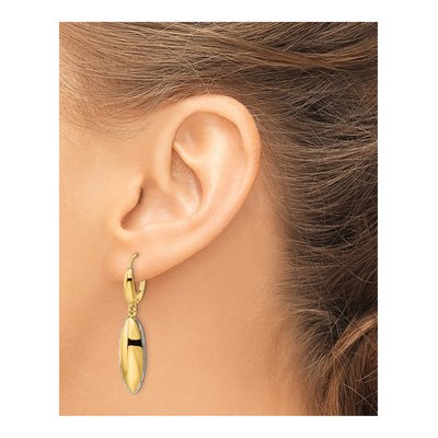 14K Two-Tone Gold Diamond-Cut Oval Leverback Earrings – view 4