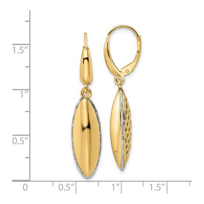 14K Two-Tone Gold Diamond-Cut Oval Leverback Earrings – view 5