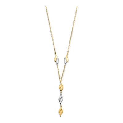 14K Two-Tone Gold Wavy Y-Drop Necklace – view 3
