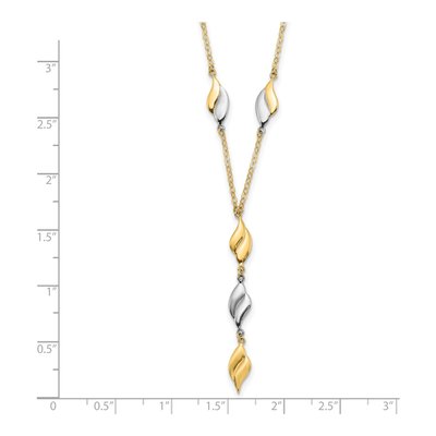 14K Two-Tone Gold Wavy Y-Drop Necklace – view 4
