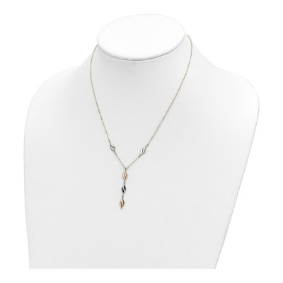 14K Two-Tone Gold Wavy Y-Drop Necklace – view 5