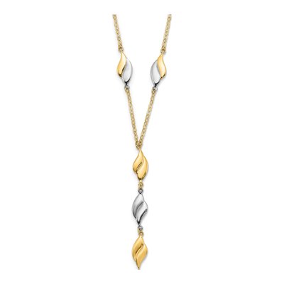14K Two-Tone Gold Wavy Y-Drop Necklace
