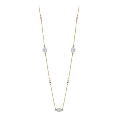 14K Two-Tone Gold Puffed Hearts Pendant Necklace – view 3