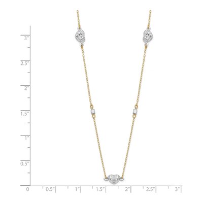 14K Two-Tone Gold Puffed Hearts Pendant Necklace – view 4